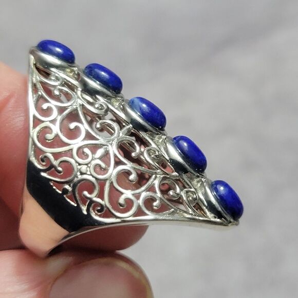 Karis Lapis Lazuli Openwork Ring - Picture 6 of 14